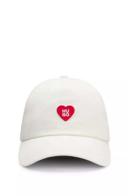Cotton-twill cap with heart branding
