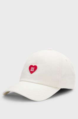 Cappellino in twill di cotone con marchio a cuore, Bianco