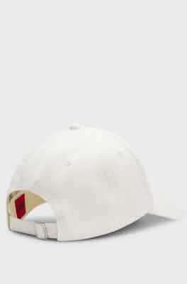 Cotton-twill cap with heart branding, White