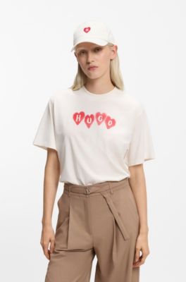 Cotton-twill cap with heart branding, White