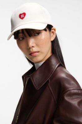 Cotton-twill cap with heart branding, Natural