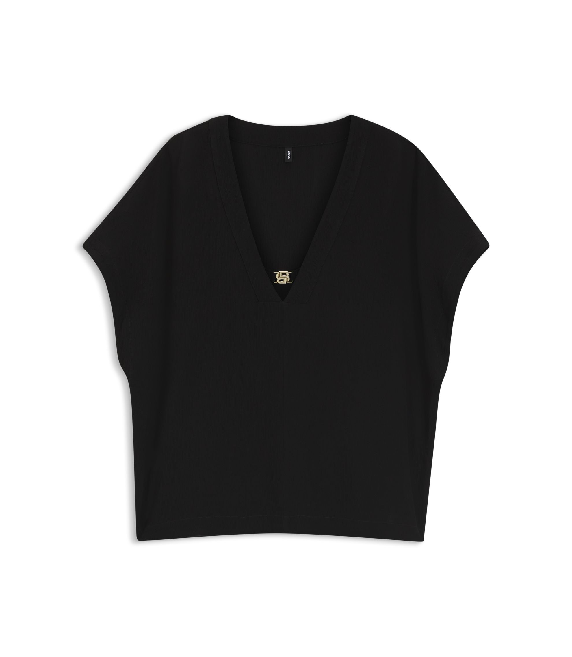 Top aus Krepp mit V-Ausschnitt und Schließe mit Double-B-Monogramm