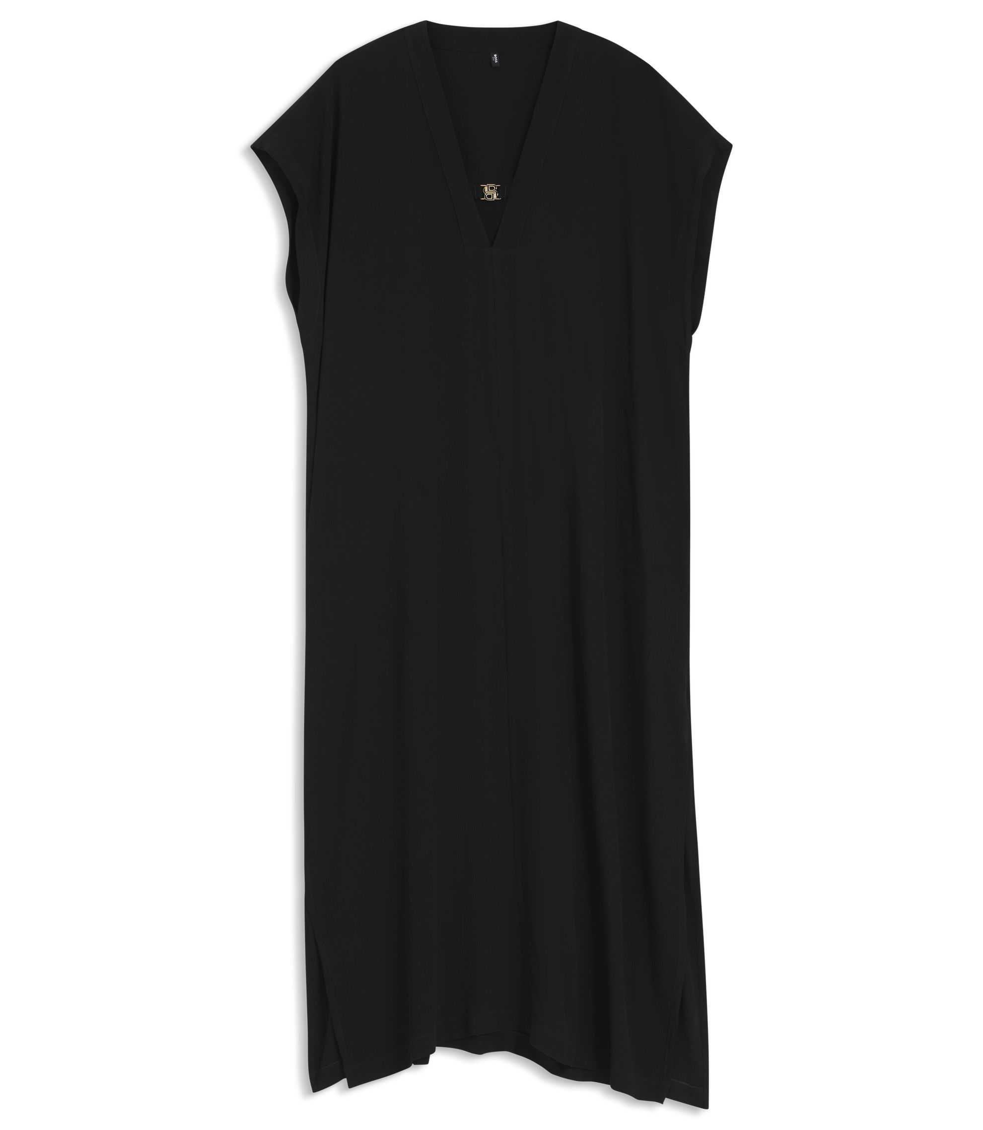 Strand-Kaftan in Crinkle-Optik mit V-Ausschnitt und Double-B-Monogramm-Schließe