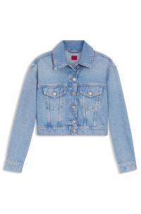 Regular-fit jacket in bright-blue denim, Turquoise