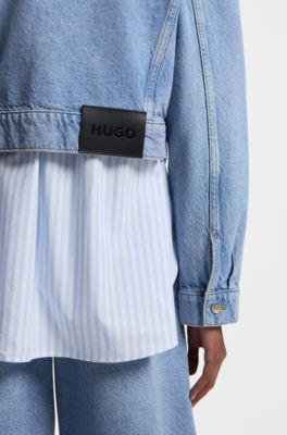 Regular-fit jacket in bright-blue denim, Turquoise