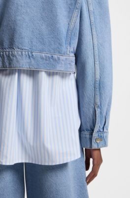 Regular-fit jacket in bright-blue denim, Light Blue