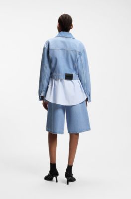 Regular-fit jacket in bright-blue denim, Turquoise