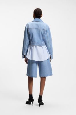 Regular-fit jacket in bright-blue denim, Light Blue