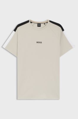 Pyjama-T-Shirt aus Baumwoll-Mix mit Colour-Block-Design, Hellgrau