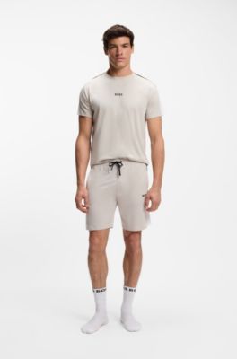 Pyjama-T-Shirt aus Baumwoll-Mix mit Colour-Block-Design, Hellgrau