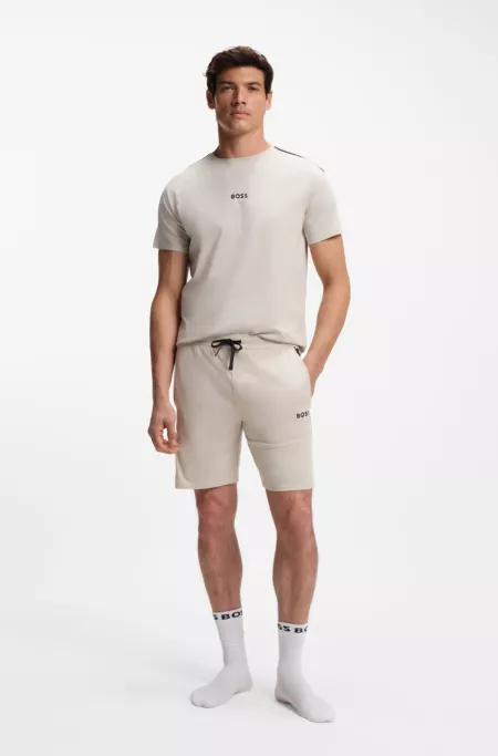 Cotton-blend pyjama shorts with colour-blocking