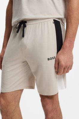 Pyjama-Shorts aus Baumwoll-Mix mit Colorblocking, Hellgrau