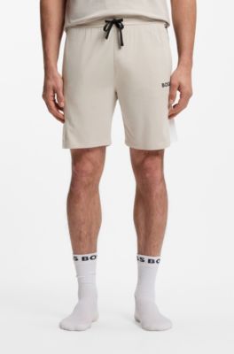 Pyjama-Shorts aus Baumwoll-Mix mit Colorblocking, Hellgrau