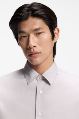 Relaxed-fit shirt in striped cotton poplin, Beige