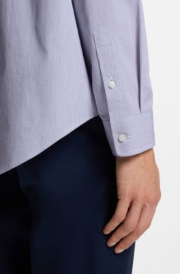 Chemise Relaxed en popeline de coton &agrave; rayures, Bleu