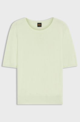 Knitted sweater with embroidered logo, Light Green