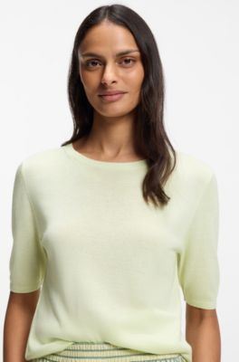 Knitted sweater with embroidered logo, Light Green