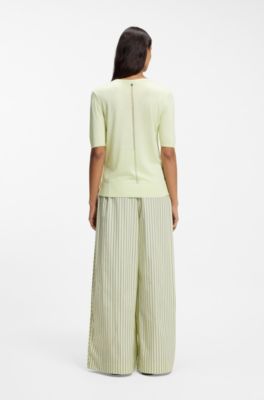 Knitted sweater with embroidered logo, Light Green