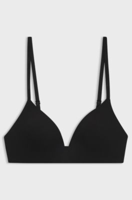 Wireless padded bralette with logo band, Black