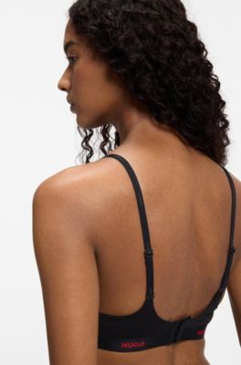 Wireless padded bralette with logo band, Black