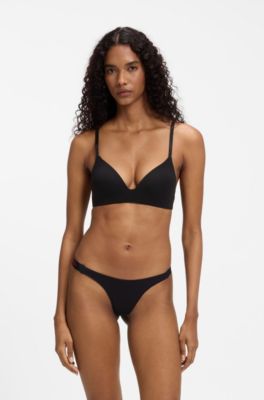 Wireless padded bralette with logo band, Black