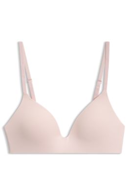 Wireless padded bralette with logo band, light pink