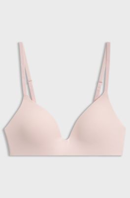 Wireless padded bralette with logo band, light pink