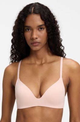 Wireless padded bralette with logo band, Light Pink