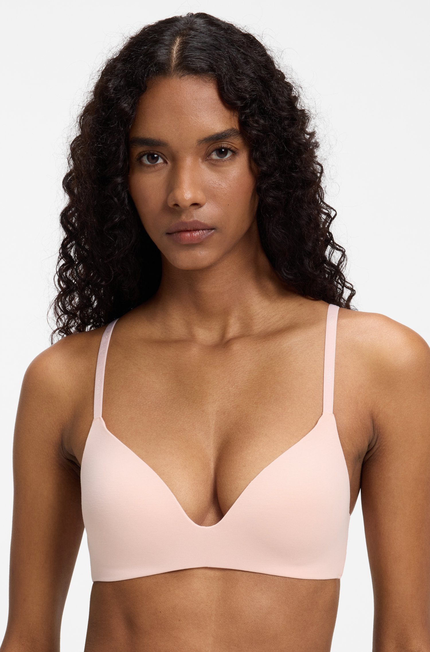 Hugo Wireless padded bralette with logo band bh dam – bild 3