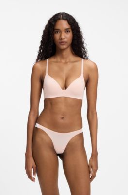 Wireless padded bralette with logo band, Light Pink