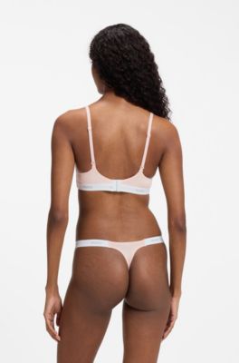 Wireless padded bralette with logo band, Light Pink