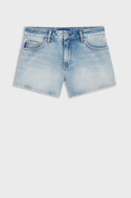 Shorts regular fit in denim rigido blu, Celeste