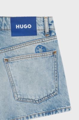 Shorts regular fit in denim rigido blu, Celeste
