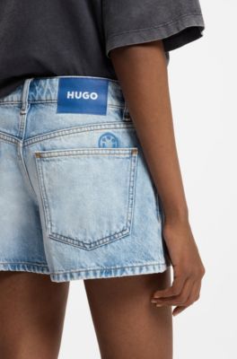 Regular-fit shorts in blue rigid denim, Light Blue