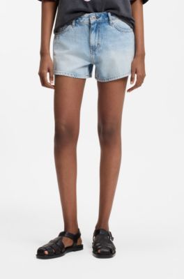 Shorts regular fit in denim rigido blu, Celeste