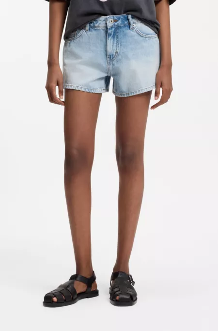 Blaue Regular-Fit Shorts aus festem Denim