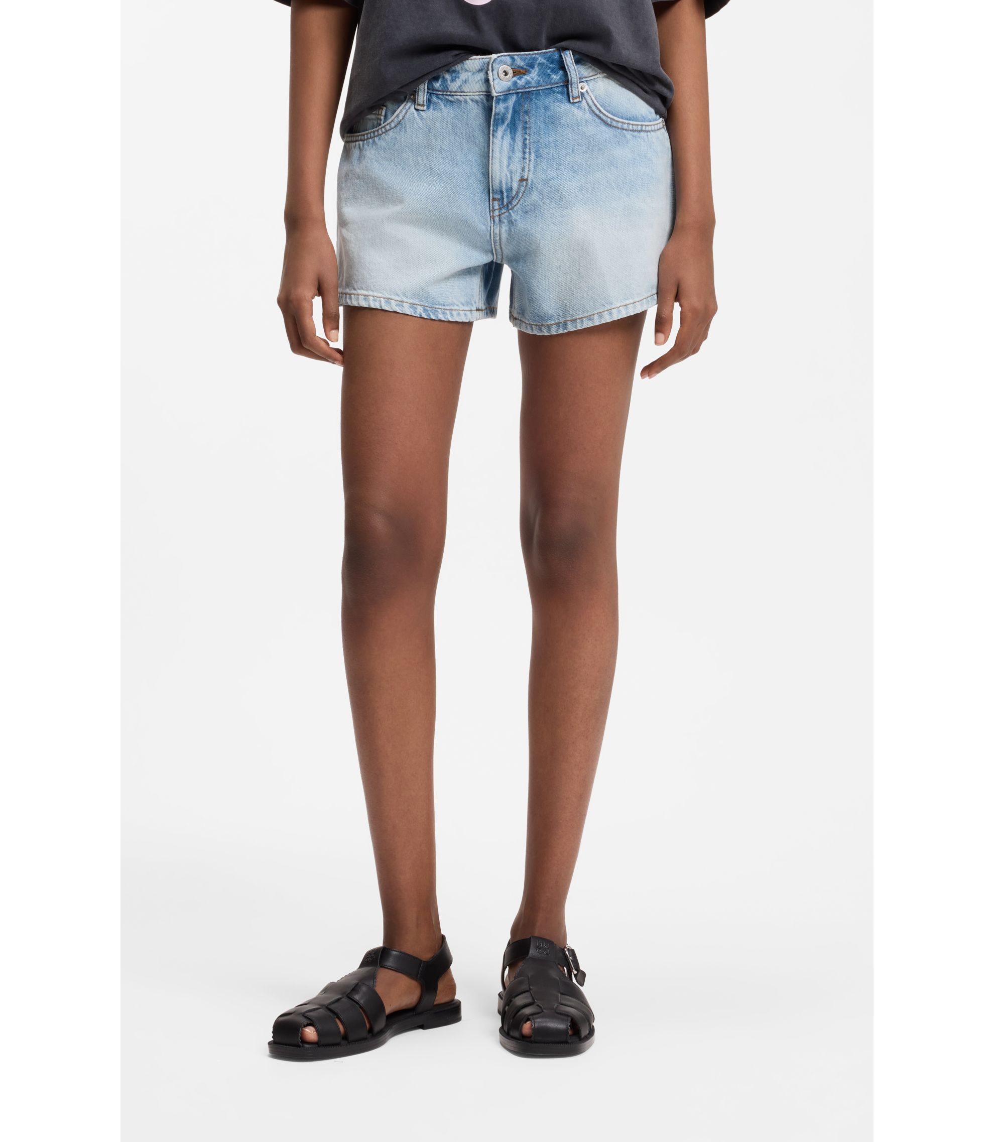 Blaue Regular-Fit Shorts aus festem Denim