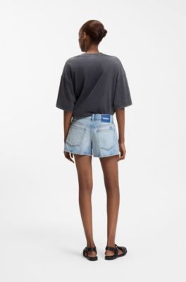 Regular-fit shorts in blue rigid denim, Light Blue