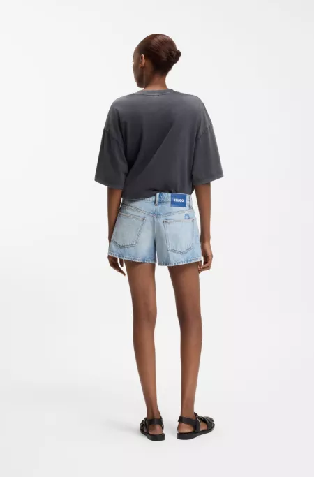 Blaue Regular-Fit Shorts aus festem Denim