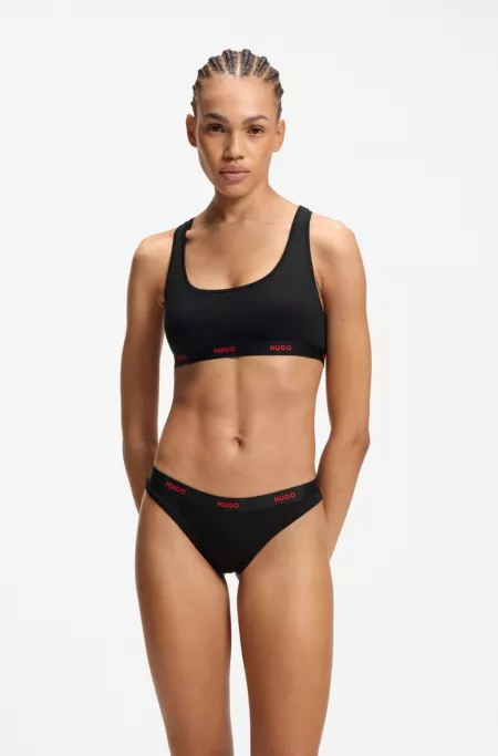 Brassière en coton stretch à logos