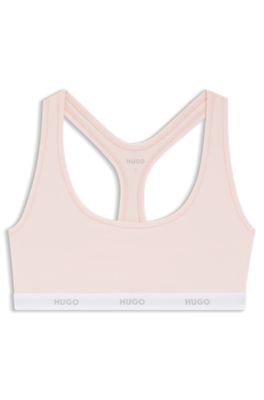 Stretch-cotton bralette with repeat logos, light pink