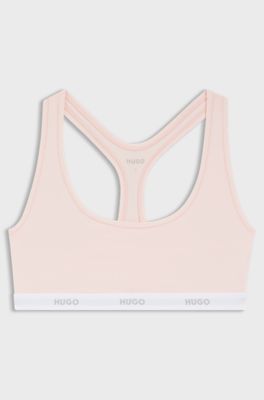 Stretch-cotton bralette with repeat logos, light pink