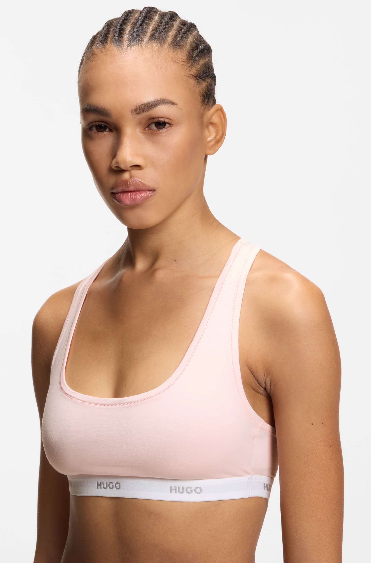 Hugo Stretch-cotton bralette with repeat logos bh dam – bild 3