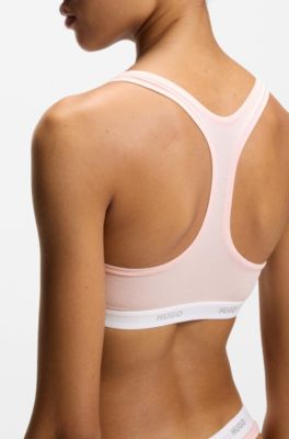 Stretch-cotton bralette with repeat logos, light pink