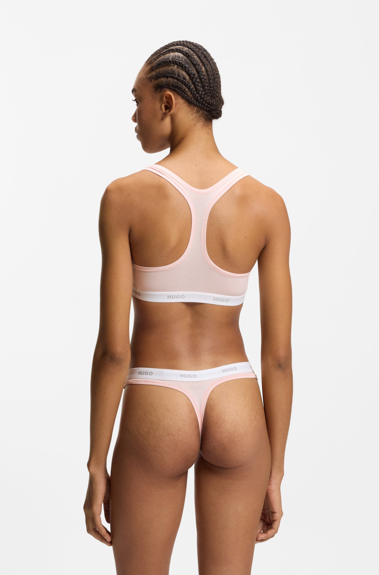 Hugo Stretch-cotton bralette with repeat logos bh dam – bild 2