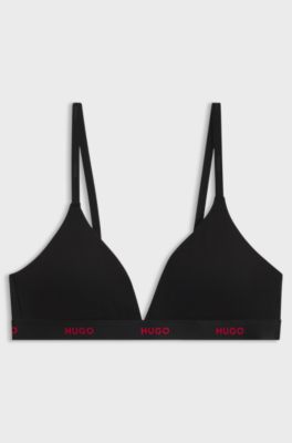 Stretch-cotton triangle bra, Black