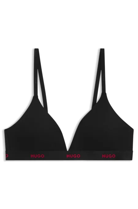 Soutien-gorge triangle en coton stretch avec bande logotée