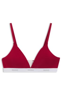 Triangle bra in stretch cotton with logo band, Red