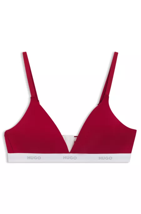 Stretch-cotton triangle bra with logo elastic