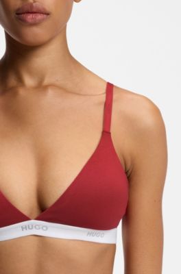 Triangle bra in stretch cotton with logo band, Red